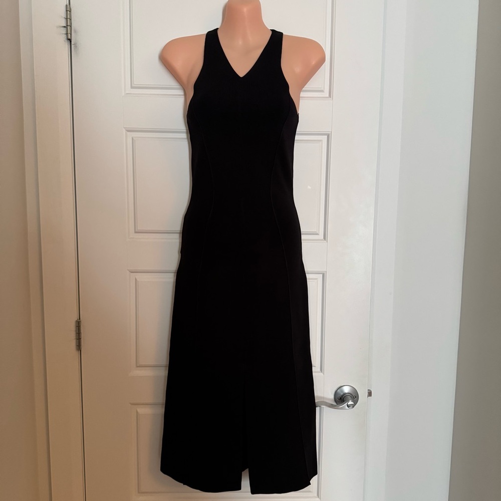 House of Harlow 1960 Black Sheath Midi Dress Halter Slit
